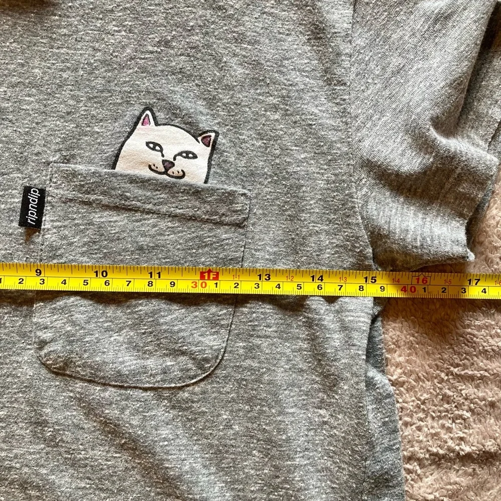 Gray RIPNDIP short sleeve tee shirt with pocket. Size M - Picture 7 of 9